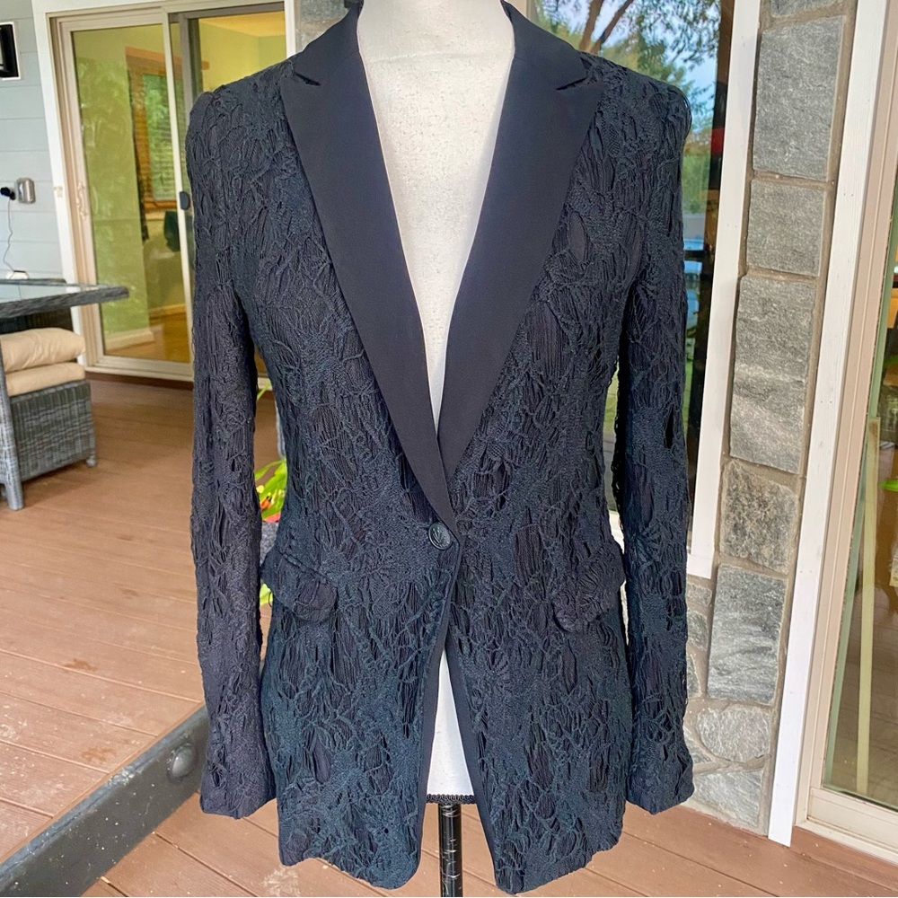 🔥 RAG & BONE . Lace Detailed Tuxedo style Black Blazer. 🔥Size 2 … GORGEOUS! 🔥 - Picture 3 of 17